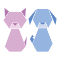 折り紙のような猫と犬の差し替えイラスト