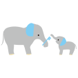 歯ブラシを持つ象の親子の差し替えイラスト