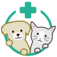 覗き込む犬と猫の差し替えイラスト