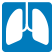 青い背景に肺の呼吸器科内科用マーク